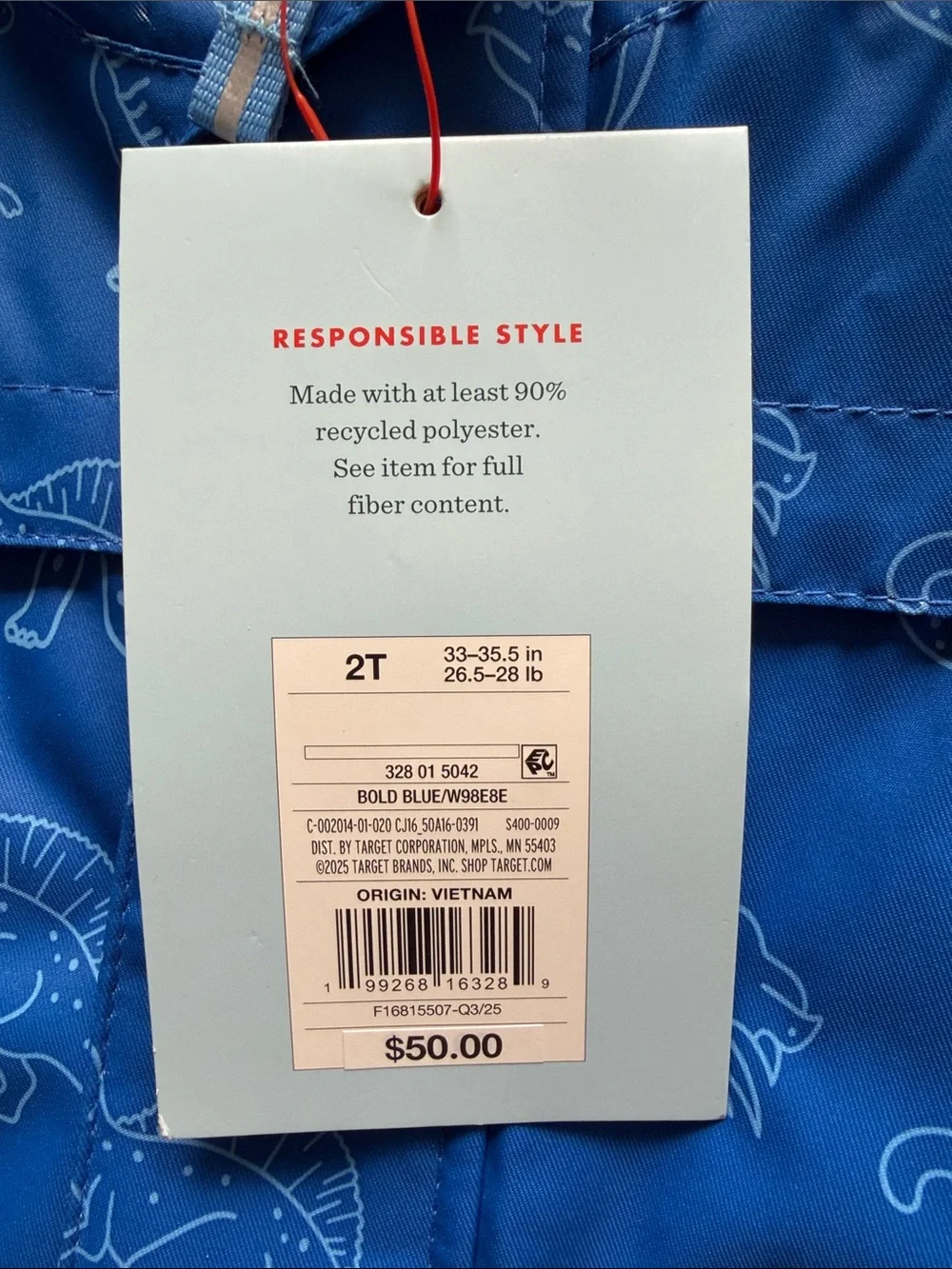 Cat & Jack 3-in-1 Snowplay Jacket Blue Dinosaur All-Weather Coat Boys 2T NWT